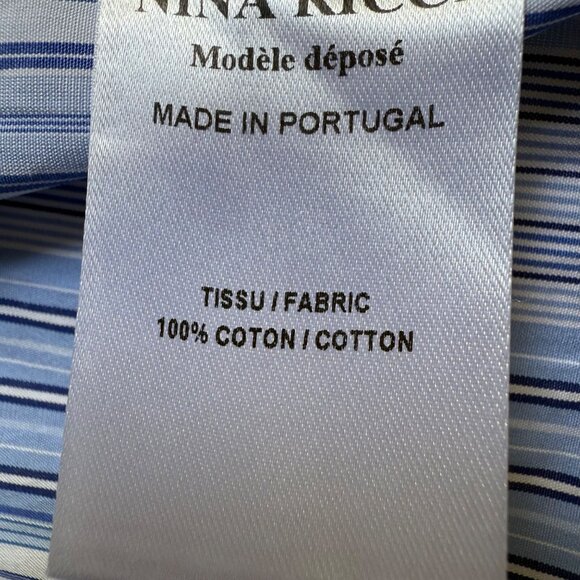 Nina Ricci Size S Blue & White Striped Criss Cross Sleeveless Wrap Blouse Top - Picture 9 of 16